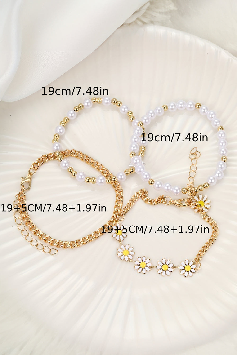 Daisy + Pearl Bracelet Set