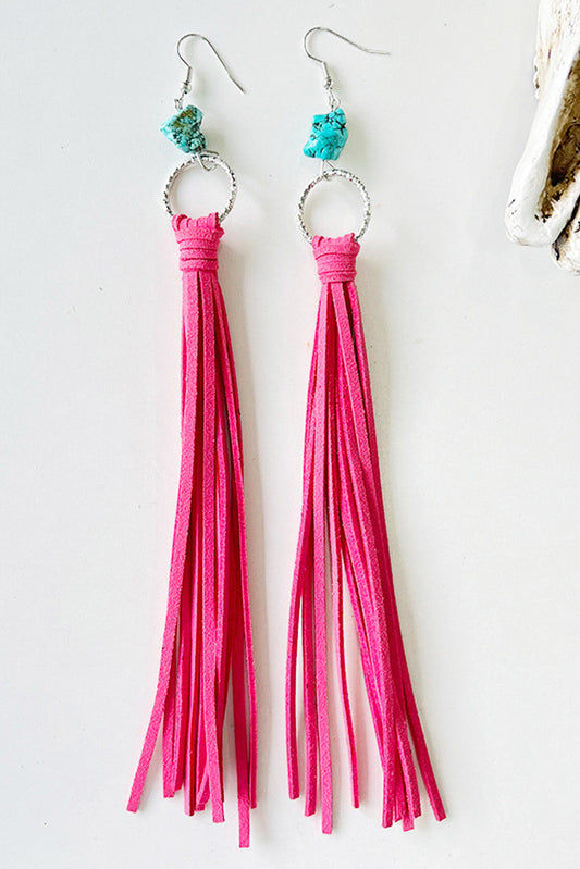 Pink + Turquoise Tassel Earrings